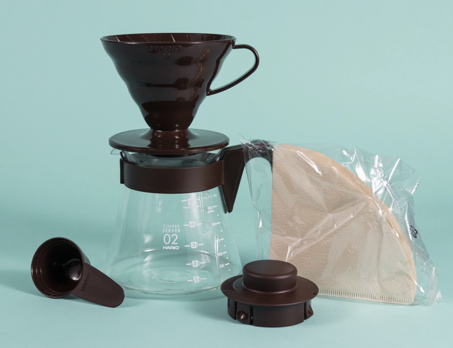 Hario V60 Pour Over Coffee Starter Set, 02 Brown